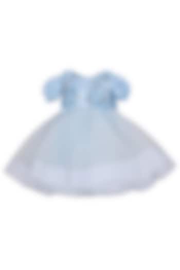 Ice Blue Net Dress For Girls by Pooja Wang at Pernia's Pop Up Shop
