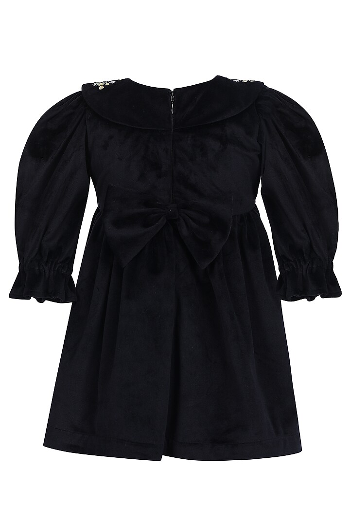 Black Velvet Embroidered Dress For Girls by Pooja Wang at Pernia's Pop Up Shop