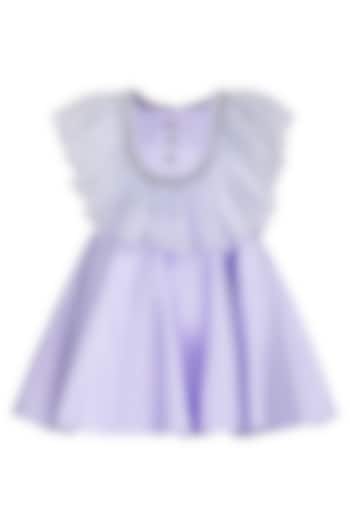 Lavender Dutch Satin Embroidered Dress For Girls by Pooja Wang at Pernia's Pop Up Shop