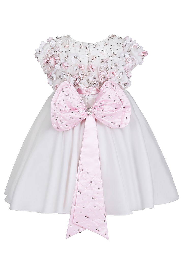 White Organza Tissue Embellished Dress For Girls by Pooja Wang at Pernia's Pop Up Shop