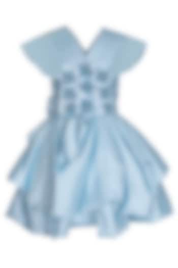Ice Blue Dutch Satin Embellished Dress For Girls by Pooja Wang at Pernia's Pop Up Shop