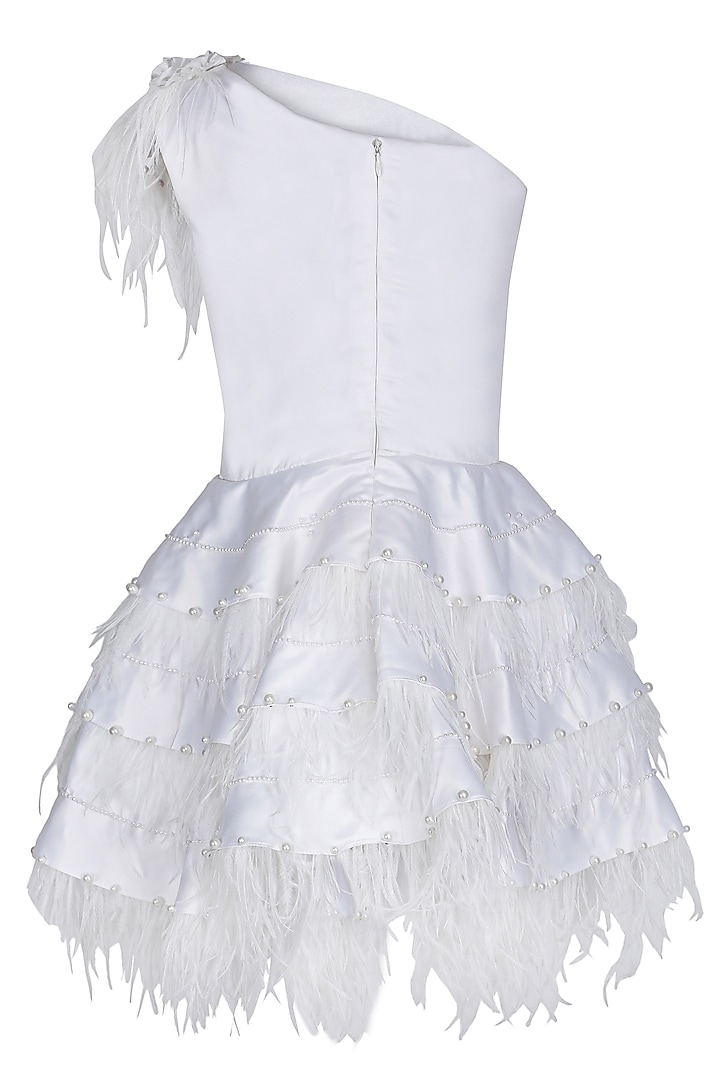 White Dutch Satin Embellished Dress For Girls by Pooja Wang at Pernia's Pop Up Shop