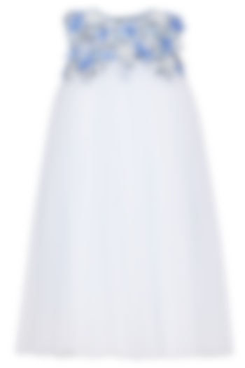 Ice Blue Soft Net Embellished Dress For Girls by Pooja Wang at Pernia's Pop Up Shop