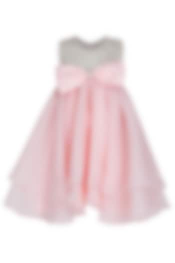 Peach Organza Tissue Embellished Dress For Girls by Pooja Wang at Pernia's Pop Up Shop