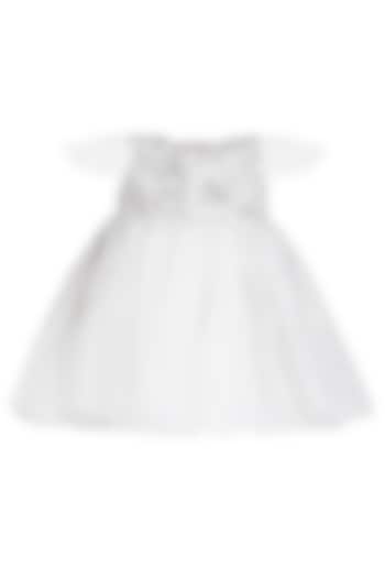 White Organza Tissue Embellished Dress For Girls by Pooja Wang at Pernia's Pop Up Shop