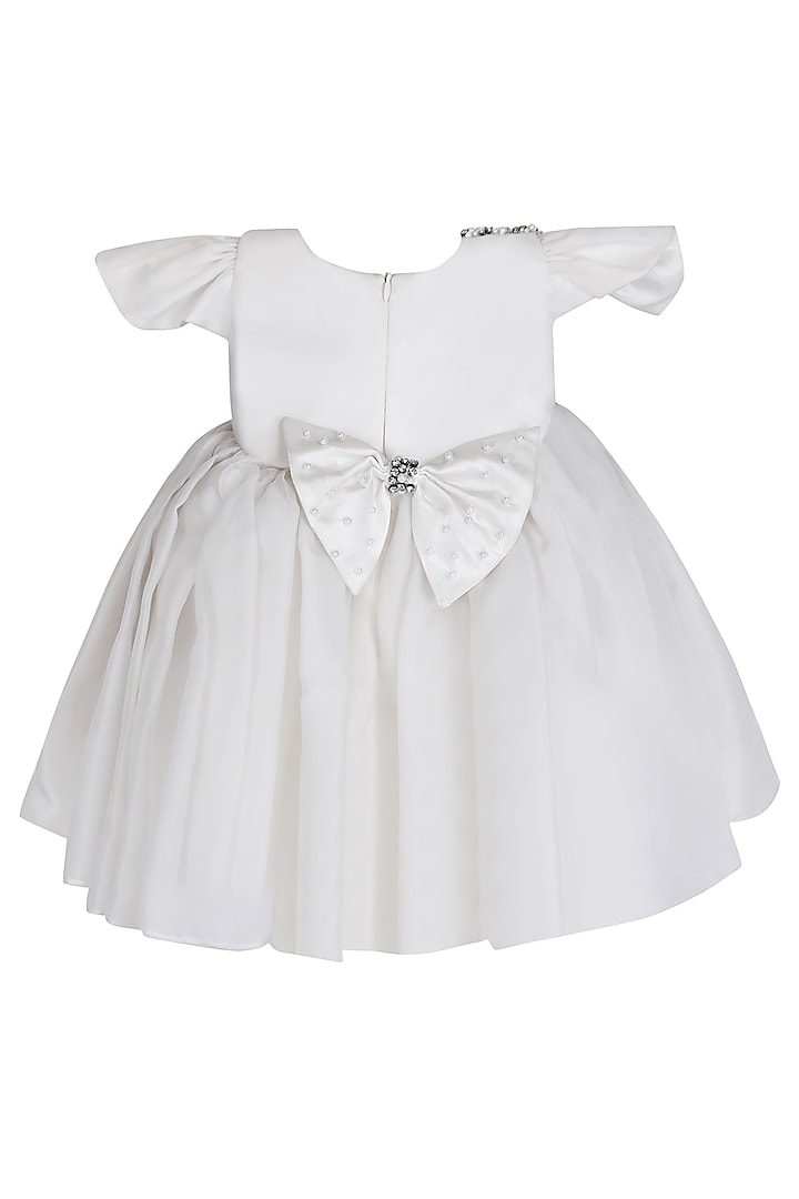 White Organza Tissue Embellished Dress For Girls by Pooja Wang at Pernia's Pop Up Shop