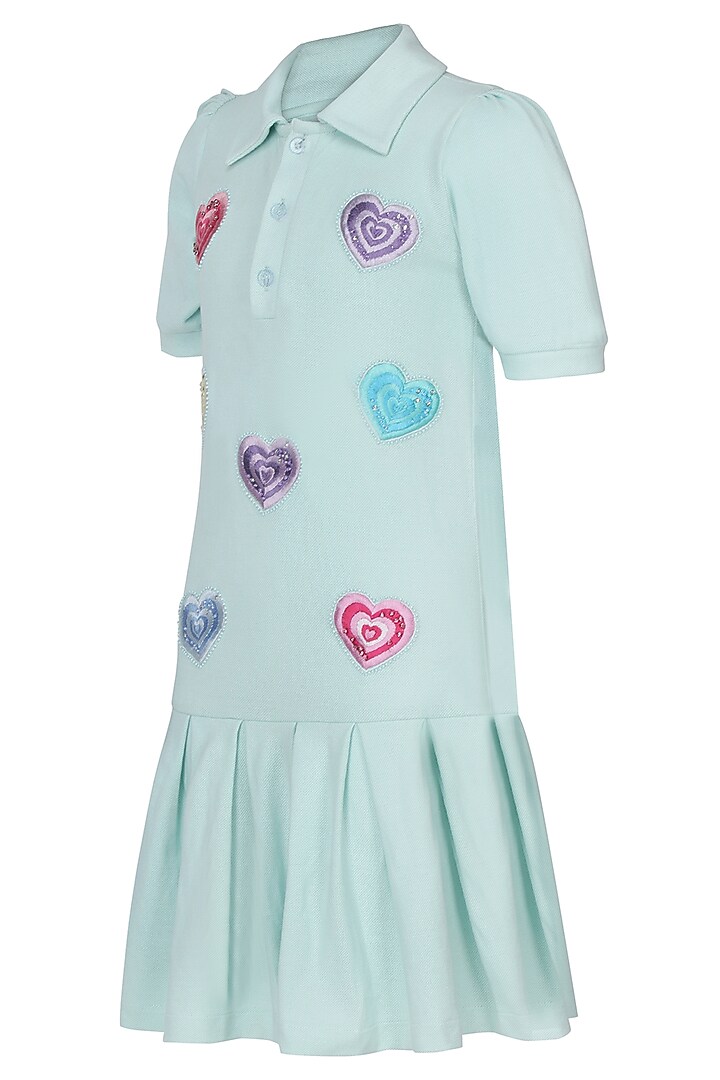 Sea Green Polo Embroidered Dress For Girls by Pooja Wang at Pernia's Pop Up Shop