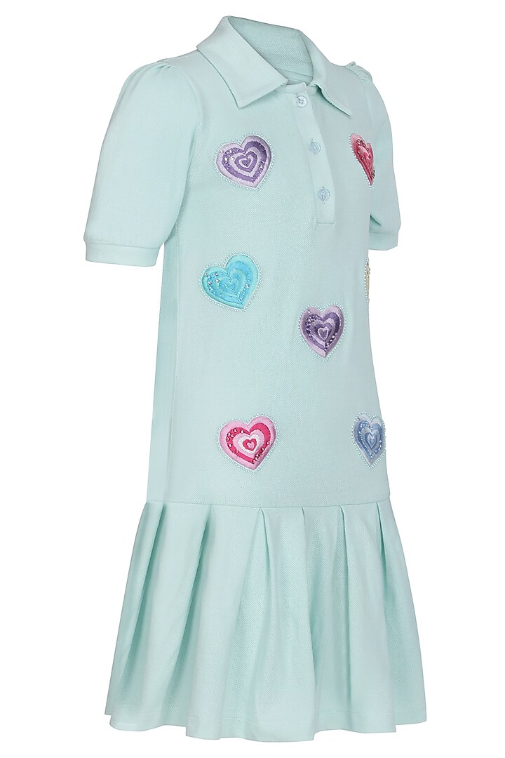 Sea Green Polo Embroidered Dress For Girls by Pooja Wang at Pernia's Pop Up Shop