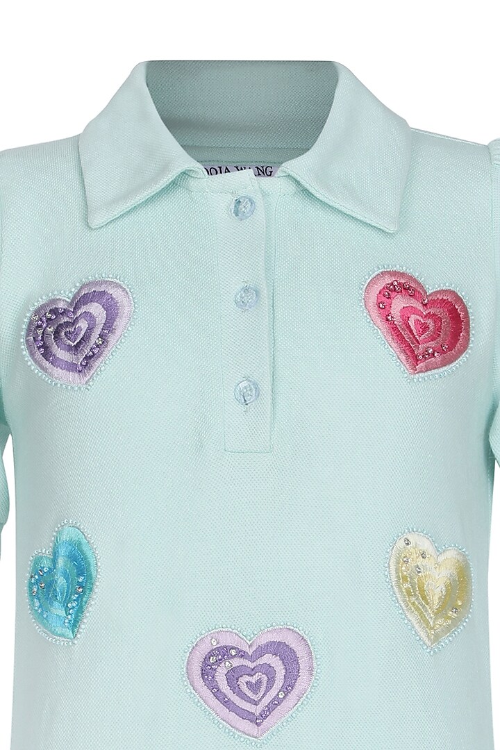 Sea Green Polo Embroidered Dress For Girls by Pooja Wang at Pernia's Pop Up Shop