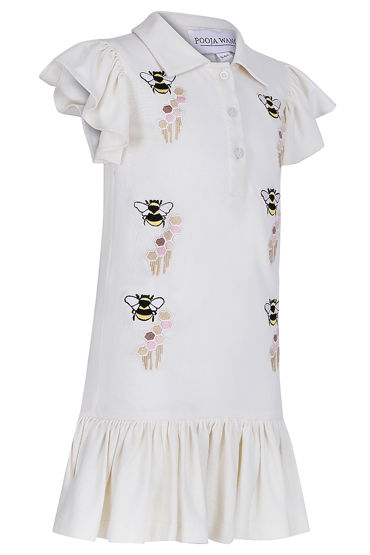 Lemon Polo Embroidered Dress For Girls by Pooja Wang at Pernia's Pop Up Shop