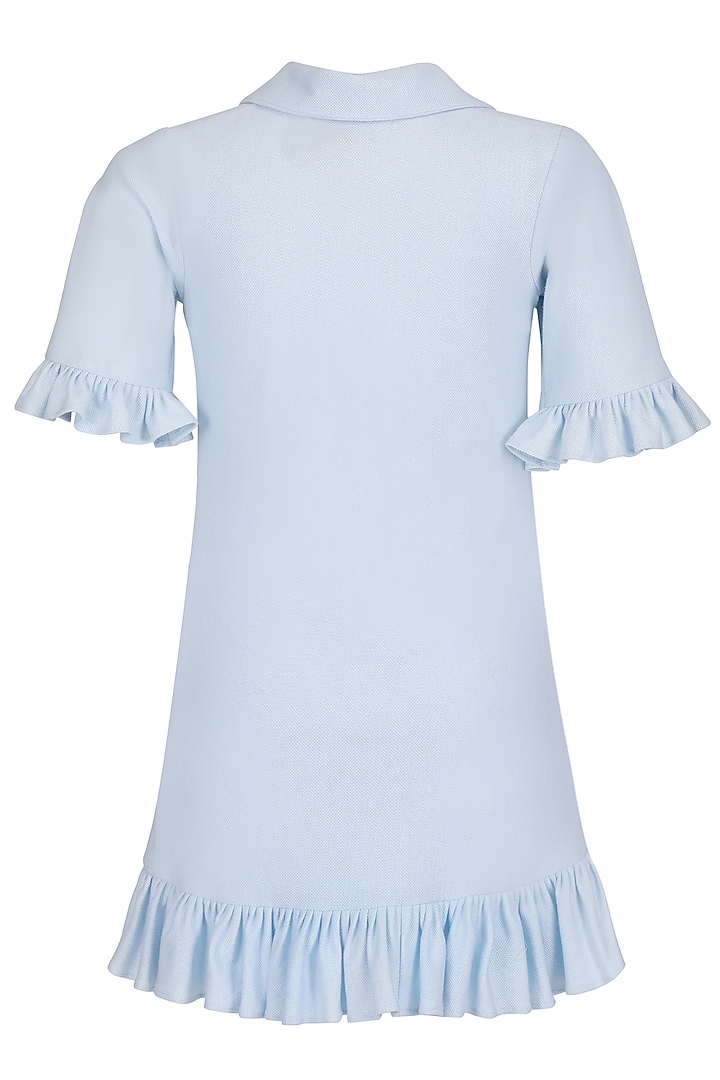 Ice Blue Polo Embroidered Dress For Girls by Pooja Wang at Pernia's Pop Up Shop