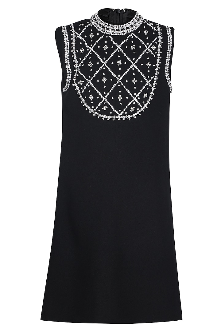 Black Moss Embroidered Dress For Girls by Pooja Wang at Pernia's Pop Up Shop