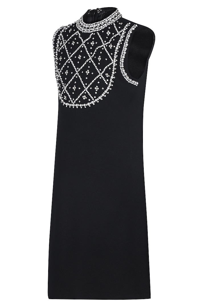 Black Moss Embroidered Dress For Girls by Pooja Wang at Pernia's Pop Up Shop