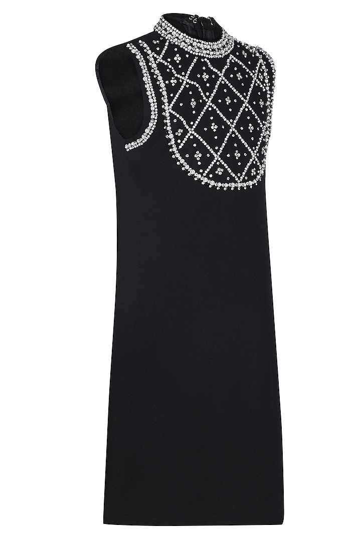 Black Moss Embroidered Dress For Girls by Pooja Wang at Pernia's Pop Up Shop