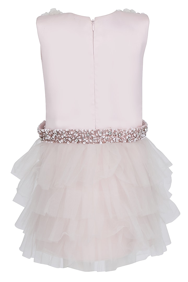 Baby Pink Dutch Satin Embroidered Dress For Girls by Pooja Wang at Pernia's Pop Up Shop