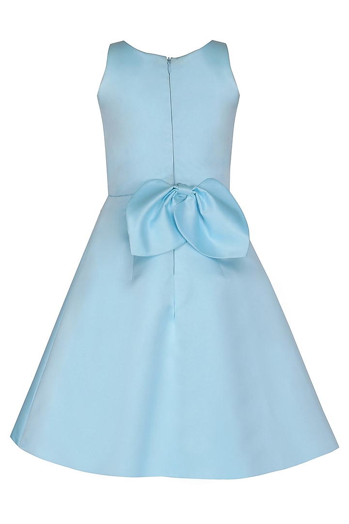 Ice Blue Dutch Satin Embroidered Dress For Girls by Pooja Wang at Pernia's Pop Up Shop