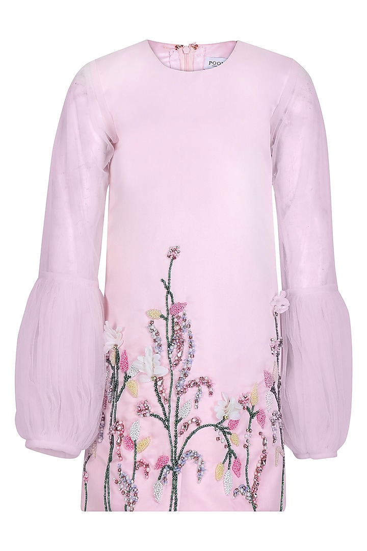 Baby Pink Satin Embroidered Dress For Girls by Pooja Wang at Pernia's Pop Up Shop