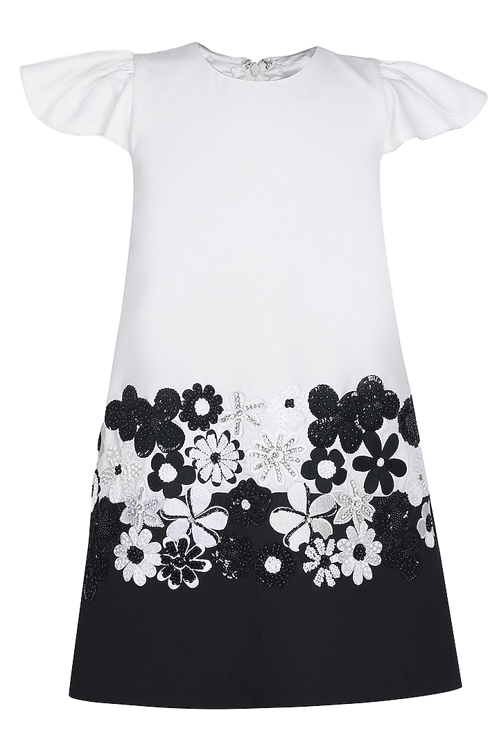 White Moss Embroidered Dress For Girls by Pooja Wang at Pernia's Pop Up Shop