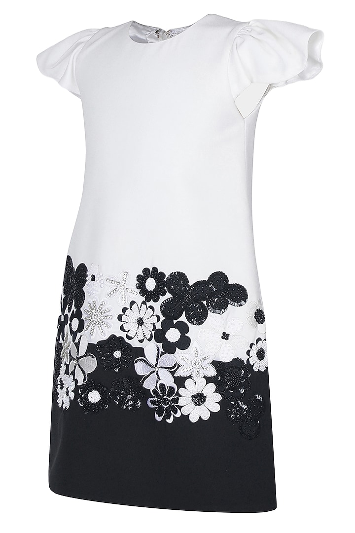 White Moss Embroidered Dress For Girls by Pooja Wang at Pernia's Pop Up Shop