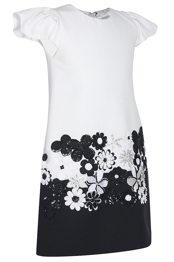 White Moss Embroidered Dress For Girls by Pooja Wang at Pernia's Pop Up Shop