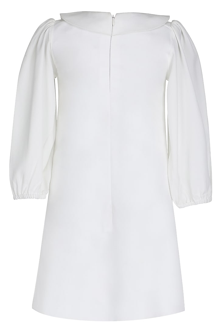 White Moss Embroidered Dress For Girls by Pooja Wang at Pernia's Pop Up Shop