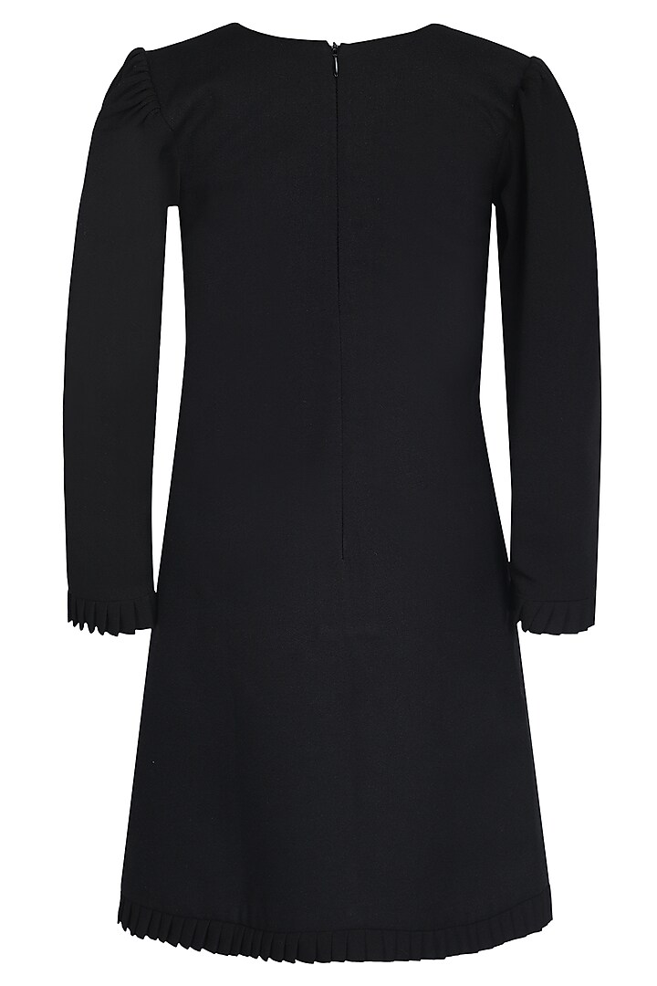 Black Moss Embroidered Dress For Girls by Pooja Wang at Pernia's Pop Up Shop