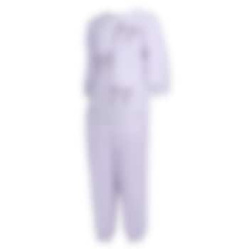 Lavender Fleece Embroidered Co-Ord Set For Girls by Pooja Wang at Pernia's Pop Up Shop