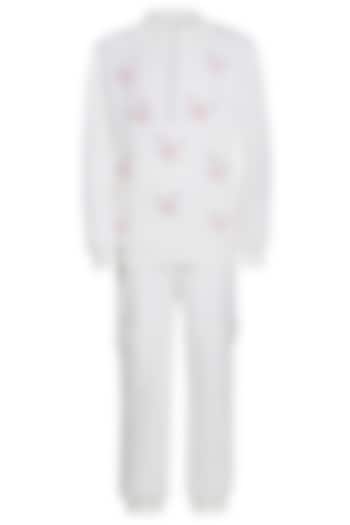 White Fleece Embroidered Co-Ord Set For Girls by Pooja Wang at Pernia's Pop Up Shop