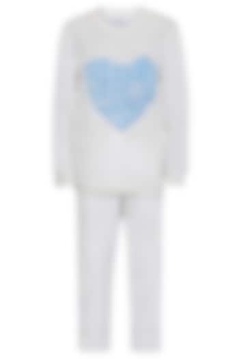 White Velvet Embroidered Co-Ord Set For Girls by Pooja Wang at Pernia's Pop Up Shop