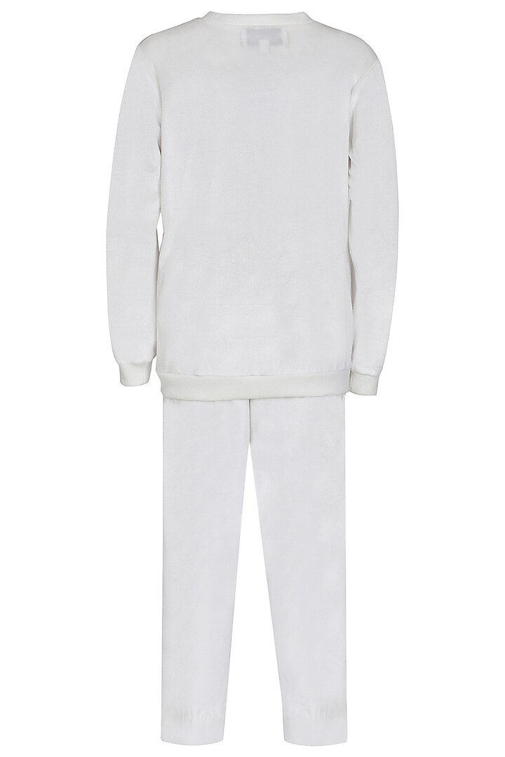 White Velvet Embroidered Co-Ord Set For Girls by Pooja Wang at Pernia's Pop Up Shop