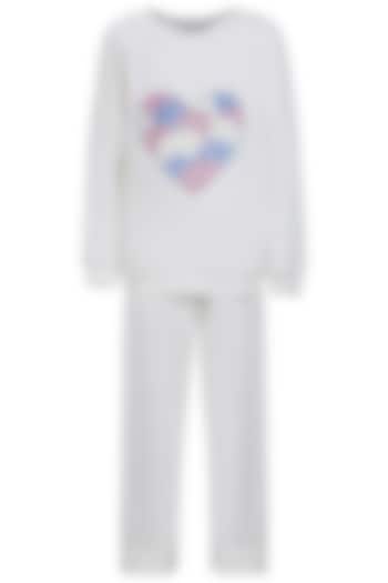 White Velvet Embroidered Co-Ord Set For Girls by Pooja Wang at Pernia's Pop Up Shop