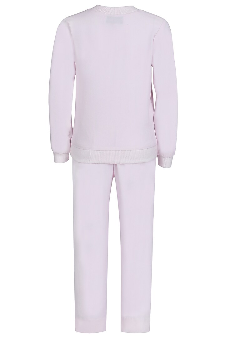 Lavender Banana Crepe Embroidered Co-Ord Set For Girls by Pooja Wang at Pernia's Pop Up Shop