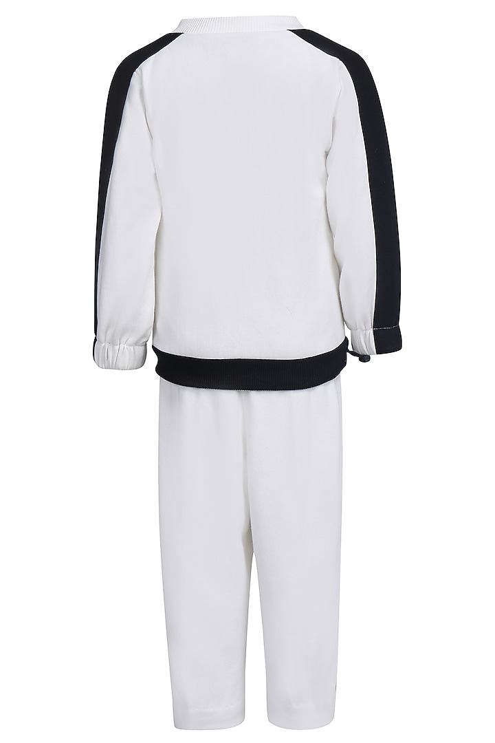 White Fleece Embroidered Co-Ord Set For Girls by Pooja Wang at Pernia's Pop Up Shop