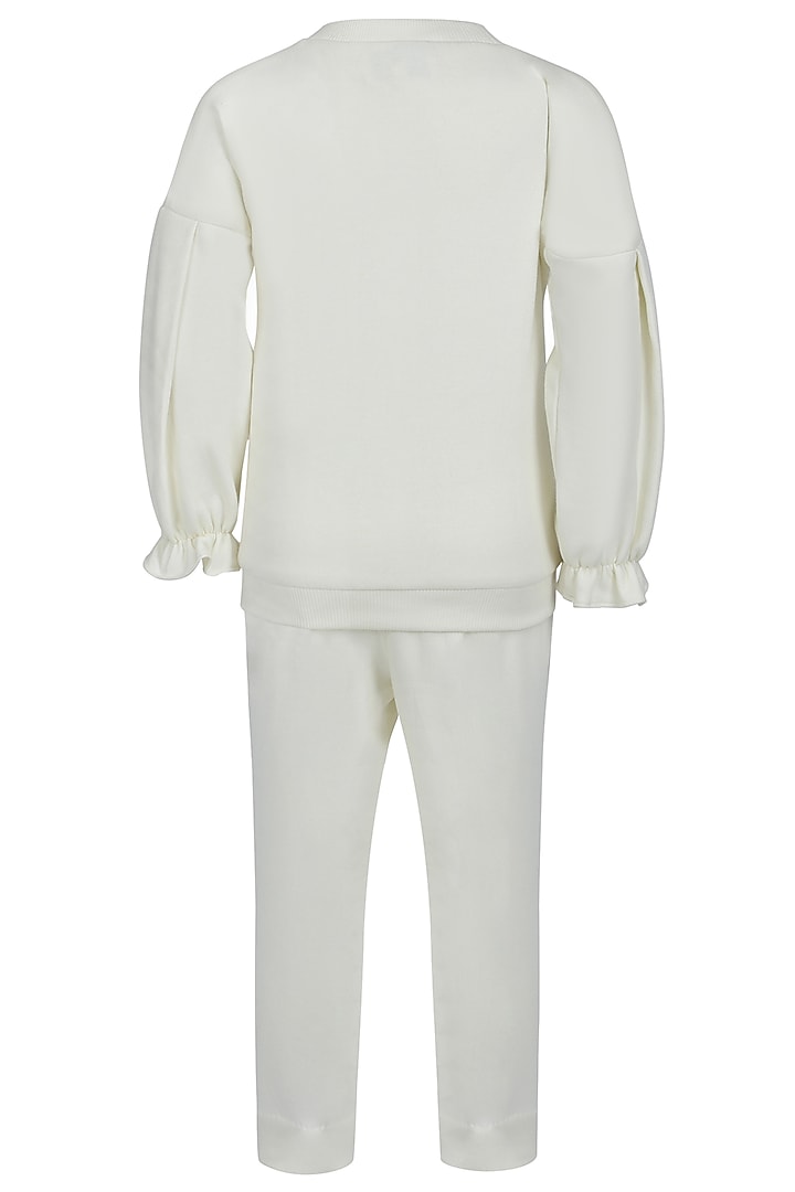 Lemon Fleece Embroidered Co-Ord Set For Girls by Pooja Wang at Pernia's Pop Up Shop