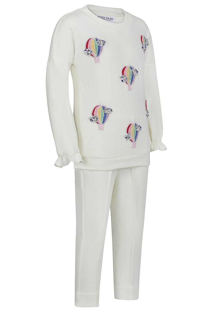 Lemon Fleece Embroidered Co-Ord Set For Girls by Pooja Wang at Pernia's Pop Up Shop