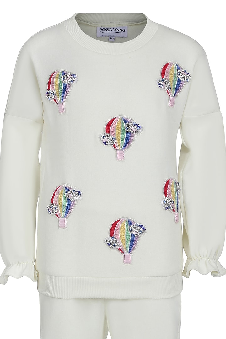 Lemon Fleece Embroidered Co-Ord Set For Girls by Pooja Wang at Pernia's Pop Up Shop