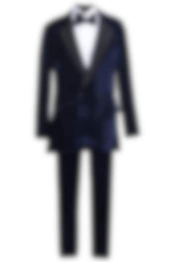 Royal Blue Velvet Tuxedo Set For Boys by Pooja Wang at Pernia's Pop Up Shop