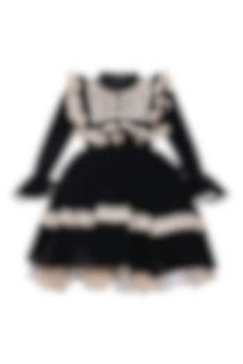 Black Velvet Embroidered Dress For Girls by Pooja Wang at Pernia's Pop Up Shop