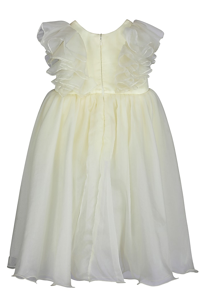 Lemon Organza Tissue Embroidered Dress For Girls by Pooja Wang at Pernia's Pop Up Shop