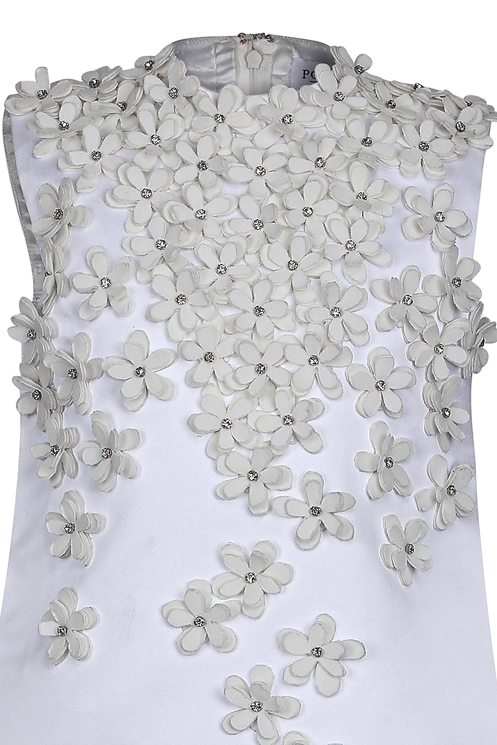 White Dutch Satin Embroidered Dress For Girls by Pooja Wang at Pernia's Pop Up Shop