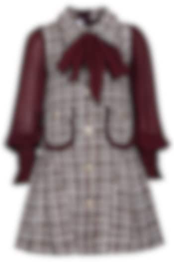 Red Tweed Dress For Girls by Pooja Wang at Pernia's Pop Up Shop