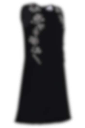 Black Moss Embroidered Dress For Girls by Pooja Wang at Pernia's Pop Up Shop