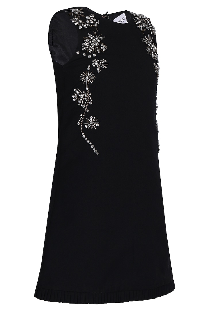 Black Moss Embroidered Dress For Girls by Pooja Wang at Pernia's Pop Up Shop
