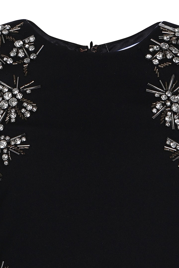Black Moss Embroidered Dress For Girls by Pooja Wang at Pernia's Pop Up Shop