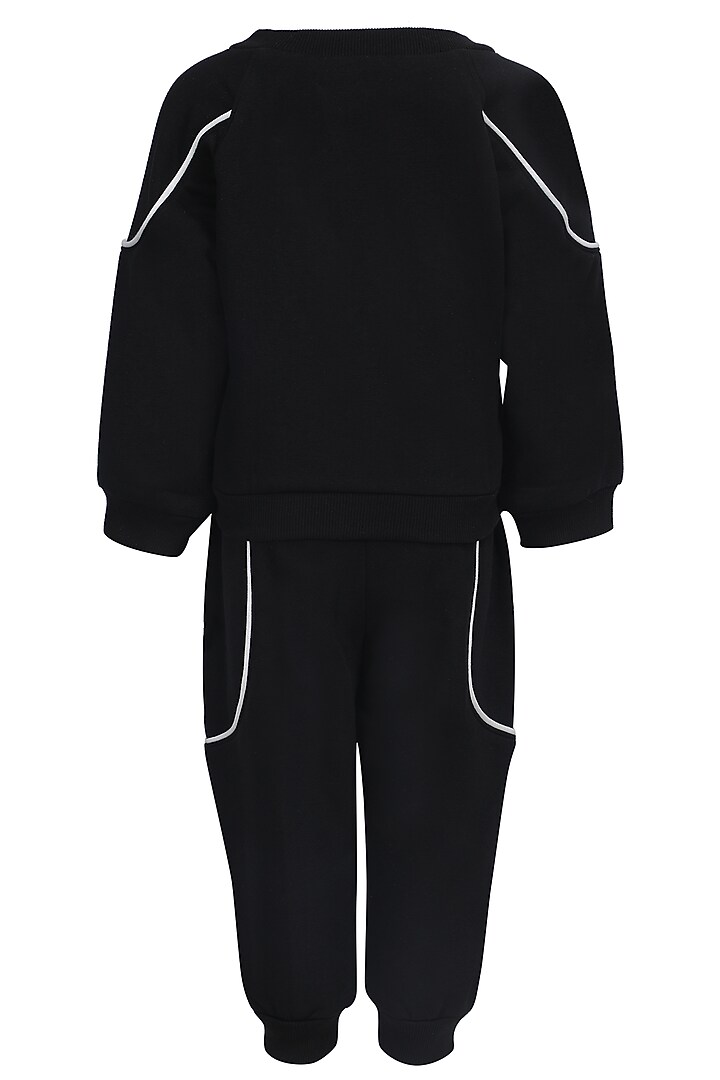 Black Fleece Embroidered Co-Ord Set For Girls by Pooja Wang at Pernia's Pop Up Shop