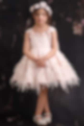 Onion Pink Dutch Satin Embroidered Dress For Girls by Pooja Wang at Pernia's Pop Up Shop