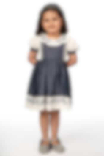Blue Denim Embroidered Dress For Girls by Pooja Wang at Pernia's Pop Up Shop