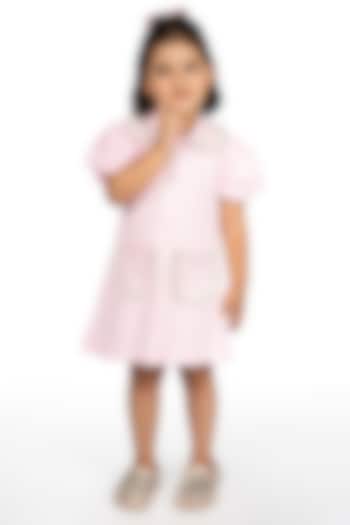 Baby Pink Polo Embroidered Dress For Girls by Pooja Wang at Pernia's Pop Up Shop