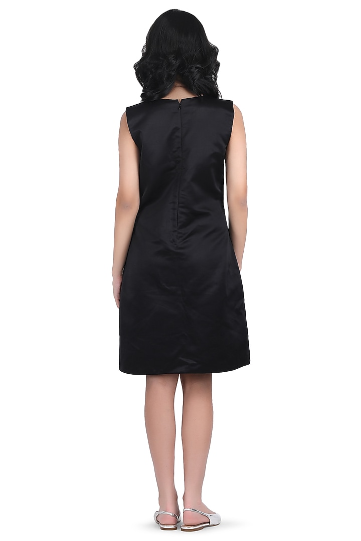 Black Dutch Satin Embroidered Dress For Girls by Pooja Wang at Pernia's Pop Up Shop