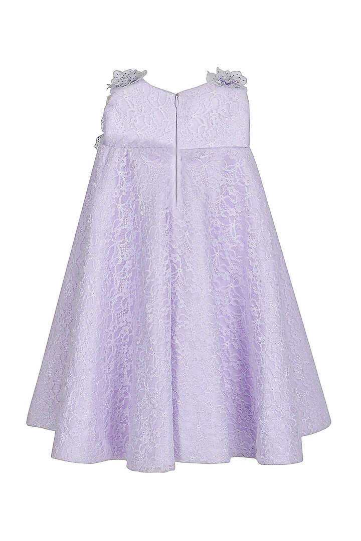 Lavender Lace Embroidered Dress For Girls by Pooja Wang at Pernia's Pop Up Shop